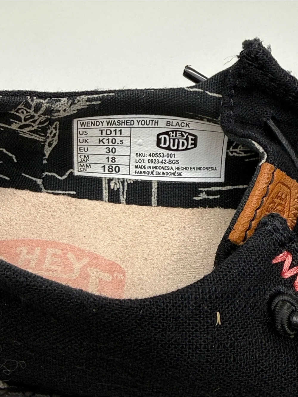 Hey Dude Wendy Washed Youth Black Shoes Size TD11